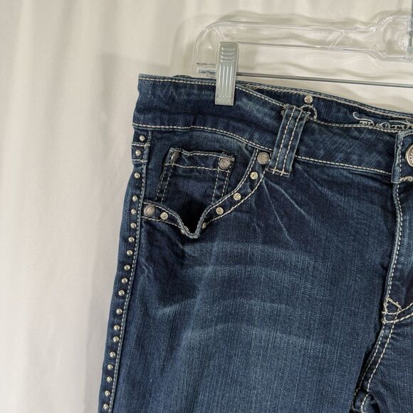 Trinity Ranch Jeans Womens 17 35x35 Dark Wash Blue Denim Bedazzled Cotton Blend - Picture 5 of 16